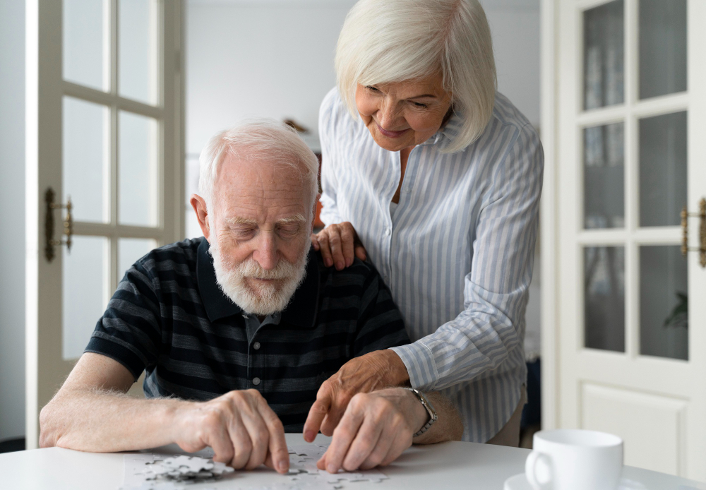Senior people confronting alzheimer disease<br />